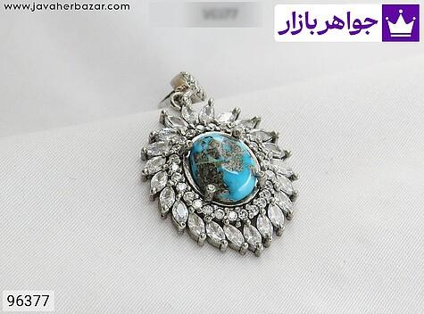 مدال فیروزه نیشابوری زنانه مدال نقره فیروزه نیشابوری خوش طرح زنانه - 96377