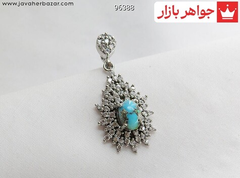 گردنبند نقره فیروزه نیشابوری طرح تابان - 96388