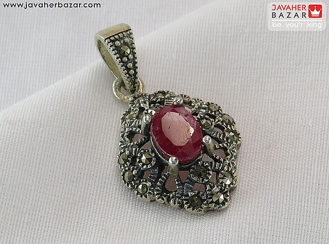 گردنبند نقره یاقوت تایلندی طرح بهنوش - 96400