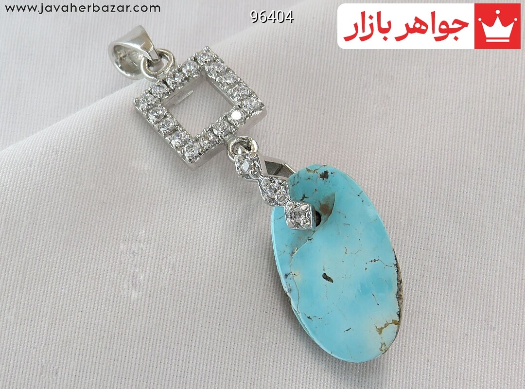 آویز نقره فیروزه نیشابوری طرح مهوش