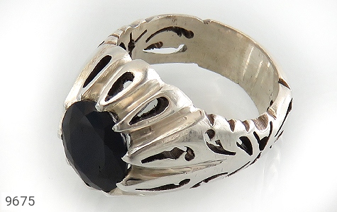 انگشتر نقره یاقوت آفریقایی سیاه یی مرغوب سلطنتی مردانه دست ساز - 9675