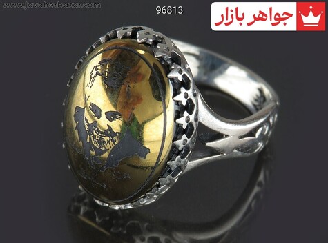 انگشتر نقره حدید صینی طرح حاج قاسم سلیمانی مردانه - 96813