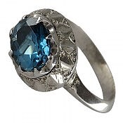 انگشتر نقره توپاز لندن الماس تراش دست ساز ظریف 