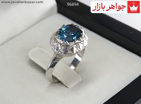 انگشتر نقره توپاز لندن الماس تراش دست ساز ظریف - 96894
