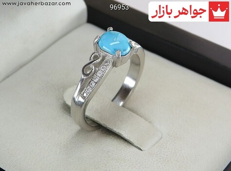 انگشتر نقره فیروزه نیشابوری طرح بینهایت زنانه - 96953