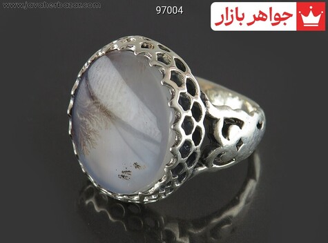انگشتر نقره عقیق شجر خوش طرح مردانه - 97004