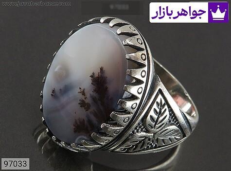انگشتر عقیق شجر مردانه انگشتر نقره عقیق شجر زیبا مردانه - 97033