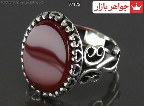 انگشتر نقره عقیق طرح پیچک مردانه - 97123