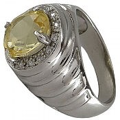 انگشتر نقره سیترین الماس تراش زیبا مردانه