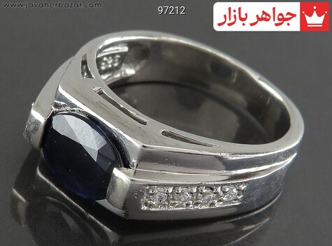 انگشتر نقره یاقوت آفریقایی کبود شیک مردانه - 97212