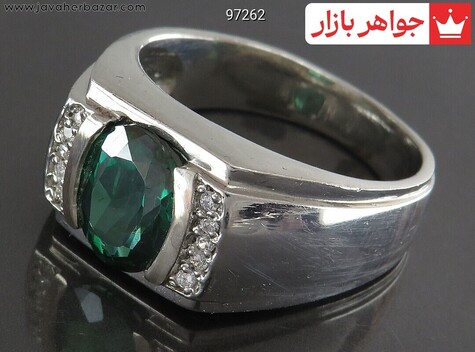 انگشتر نقره توپاز سبز بی نظیر مردانه - 97262