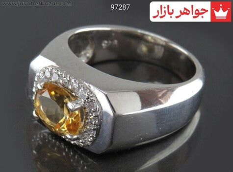 انگشتر نقره سیترین بی نظیر مردانه - 97287