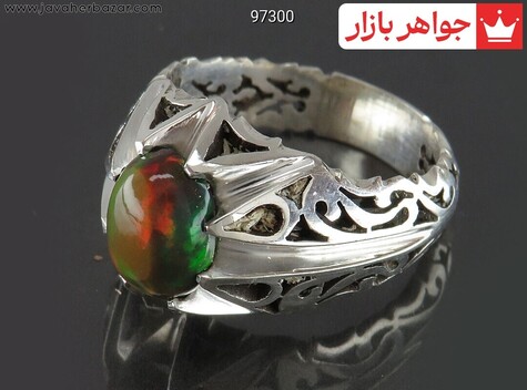 انگشتر نقره اپال اتیوپی جذاب مردانه دست ساز - 97300