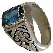 انگشتر نقره توپاز الماس تراش و برلیان اصل مردانه دست ساز