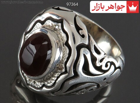 انگشتر نقره عقیق یمنی الماس تراش لوکس مردانه دست ساز با برلیان اصل