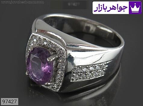 انگشتر نقره آمتیست بی نظیر مردانه - 97427