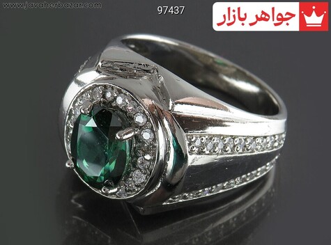 انگشتر نقره توپاز سبز بی نظیر مردانه