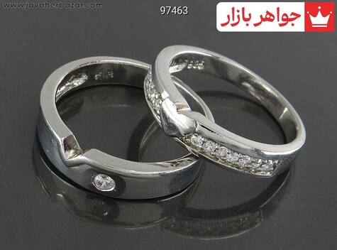 حلقه ازدواج نقره طرح عشق - 97463