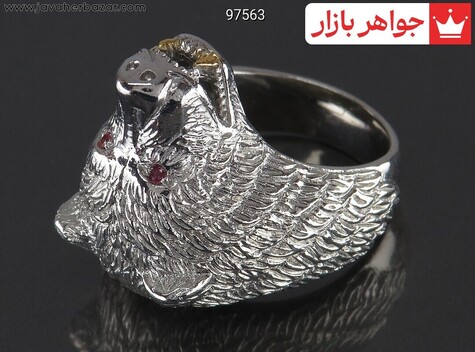 انگشتر نقره طرح خرس مردانه - 97563