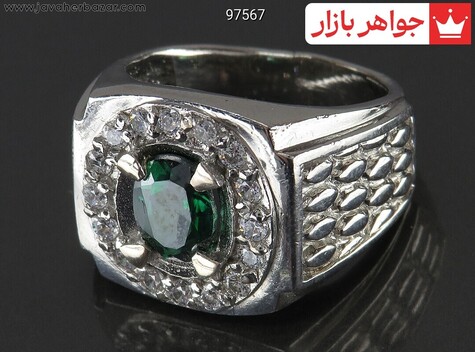 انگشتر نقره توپاز آفریقایی سبز مردانه