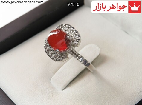 انگشتر نقره عقیق یمنی قرمز سرخ زنانه