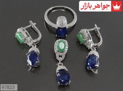سرویس نقره یاقوت آفریقایی کبود طرح فریبا - 97823
