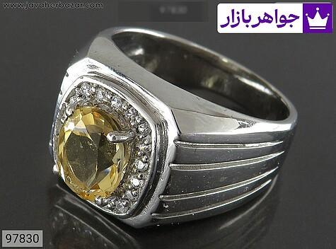 انگشتر نقره سیترین لوکس مردانه - 97830