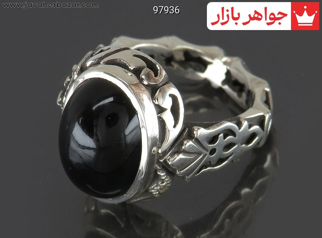 انگشتر نقره عقیق یمن جزع و برلیان اصل مردانه دست ساز