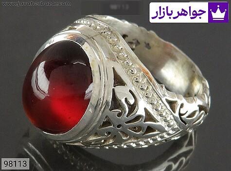 انگشتر نقره گارنت دامله فاخر مردانه دست ساز - 98113