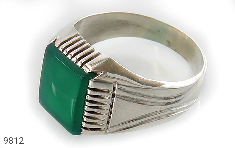 انگشتر نقره عقیق سبز دست ساز مردانه دست ساز - 9812