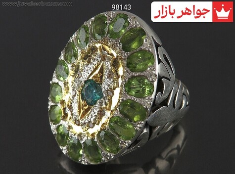 انگشتر نقره زبرجد درشت لوکس مردانه - 98143