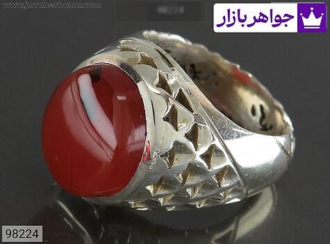 انگشتر عقیق یمنی مردانه انگشتر نقره عقیق یمنی شبکه کاری لوکس مردانه دست ساز - 98224