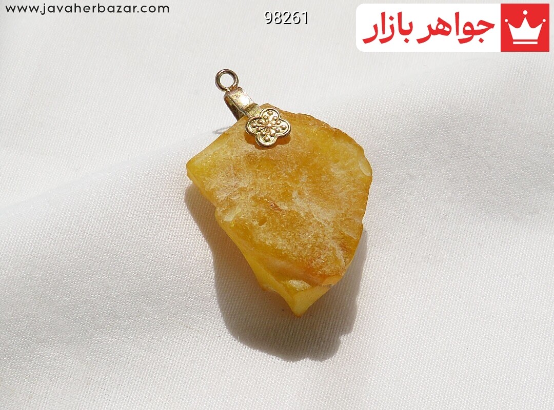 آویز کهربا بولونی لهستان تراش نامنظم