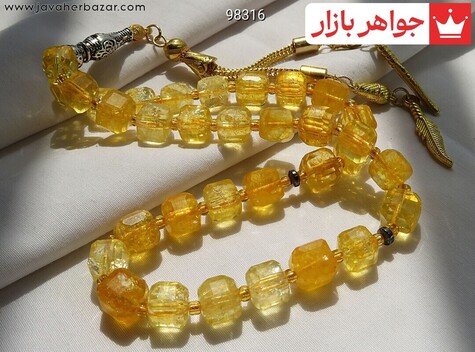 تسبیح سیترین 33 دانه تراش مکعبی