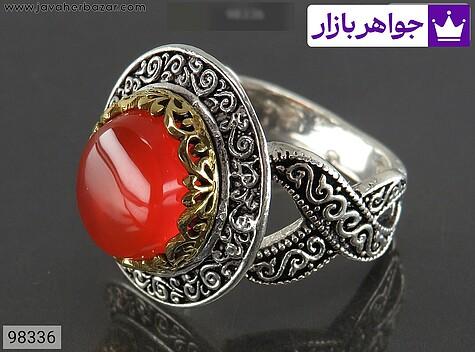 انگشتر عقیق یمنی نارنجی مردانه انگشتر نقره عقیق یمنی نارنجی خوشرنگ مردانه - 98336