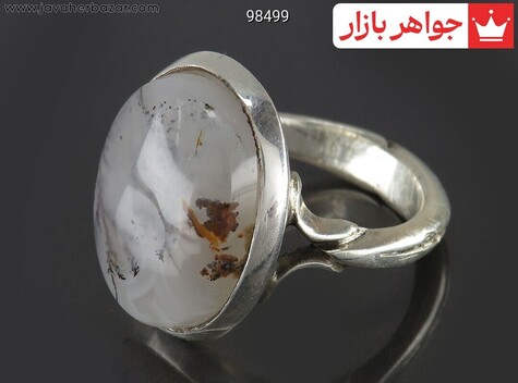 انگشتر نقره عقیق شجر خوش طرح مردانه دست ساز - 98499