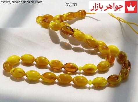 تسبیح 33 دانه کهربا پودری خوشرنگ - 99201