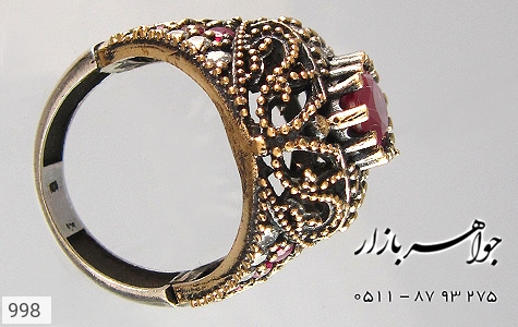 انگشتر نقره جید قرمز طرح سلطان - 998