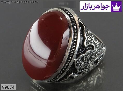 انگشتر نقره عقیق یمنی مردانه دست ساز - 99874