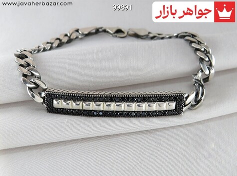 دستبند نقره پلاک دار مردانه میکروستینگ - 99891