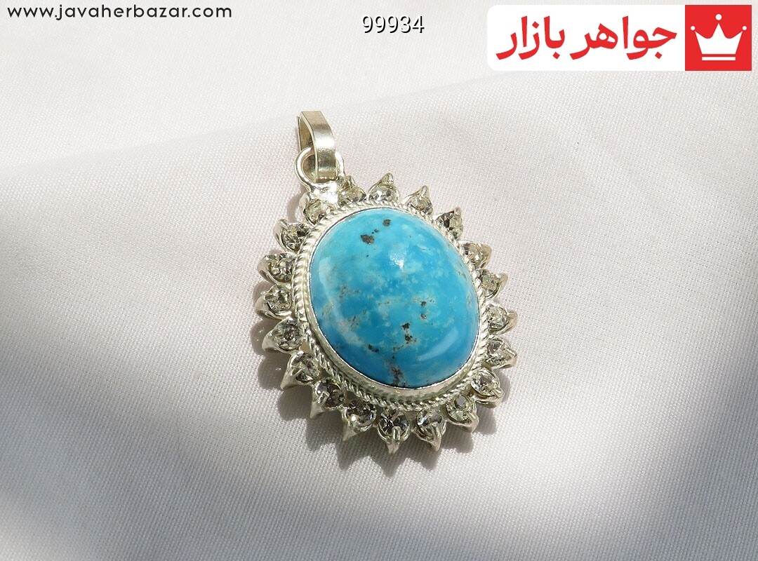 آویز نقره فیروزه کرمانی طرح سارا