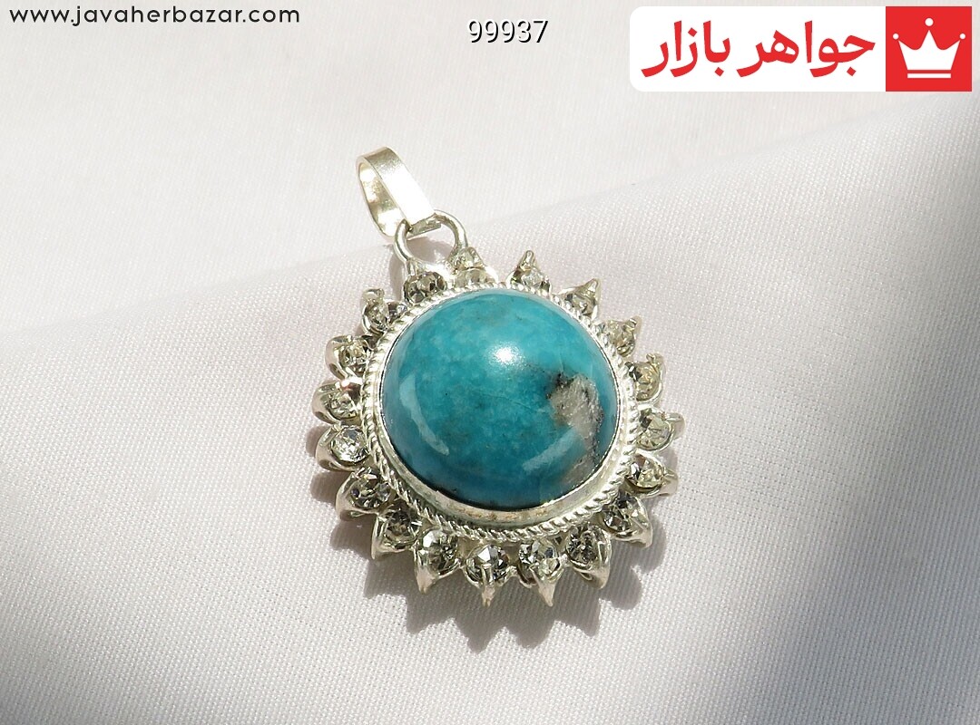 آویز نقره فیروزه کرمانی طرح سپیده