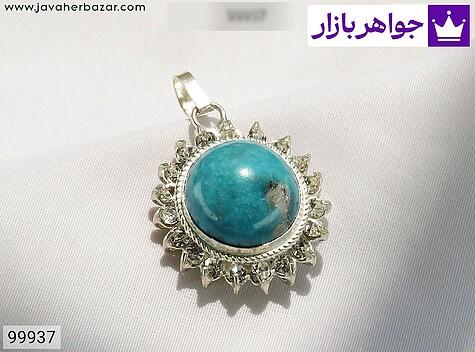 گردنبند فیروزه کرمانی مدال نقره فیروزه کرمانی طرح سپیده زنانه - 99937
