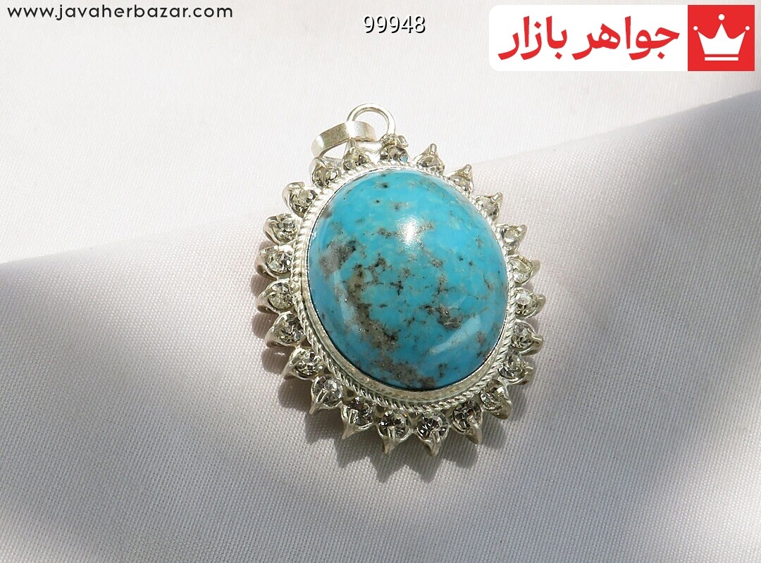 آویز نقره فیروزه کرمانی خوش طرح