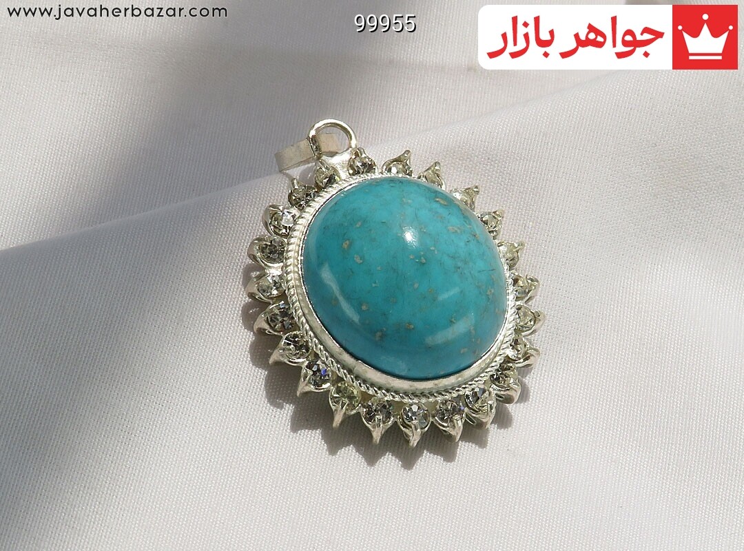 گردنبند نقره فیروزه کرمانی خوشرنگ