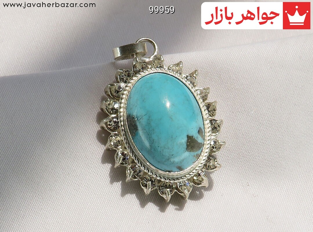 گردنبند نقره فیروزه کرمانی خوشرنگ