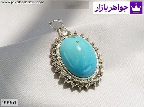 مدال فیروزه کرمانی زنانه مدال نقره فیروزه کرمانی خوش طبع زنانه - 99961