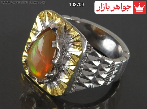 انگشتر سنگ ماه تولد مهر مردانه