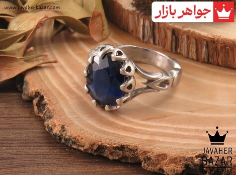 انگشتر یاقوت آفریقایی آبی مردانه