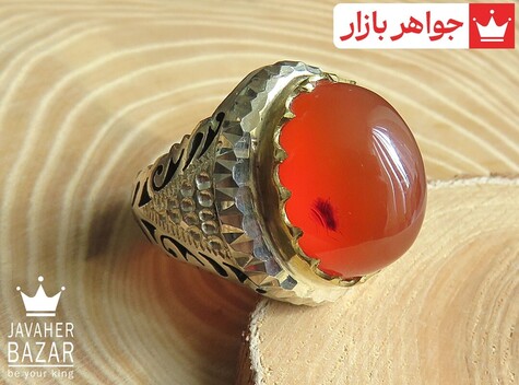 انگشتر عقیق سرخ قرمز مردانه